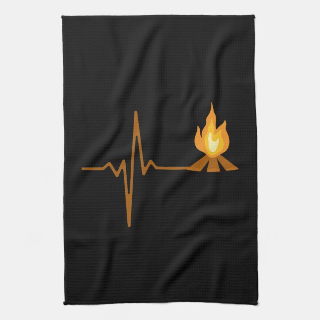 Campfire Heartbeat Camping Geschirrtuch (Vertikal)