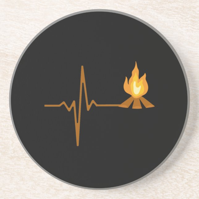 Campfire Heartbeat Camping Getränkeuntersetzer (Vorne)