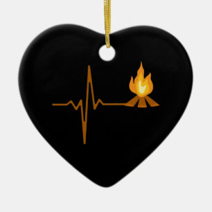 Campfire Heartbeat Camping Keramik Ornament