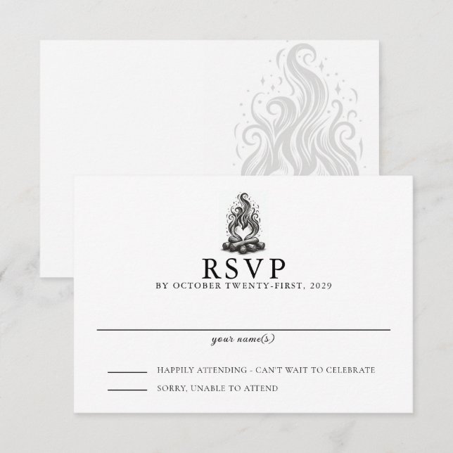 Campfire Love Wedding RSVP Karte (Vorne/Hinten)