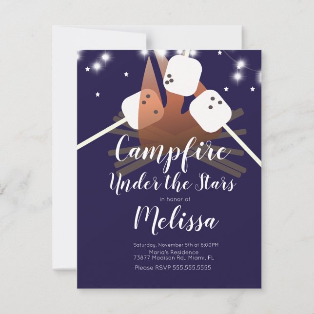 Campfire Marshmallows Sterne Camping Außenbereich  (Vorderseite)