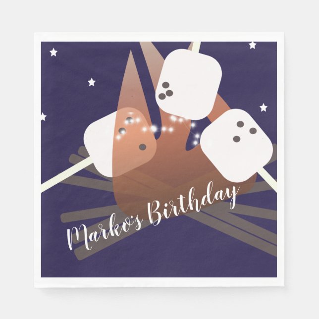 Campfire Marshmallows Sterne Camping Außenbereich Serviette (Vorderseite)