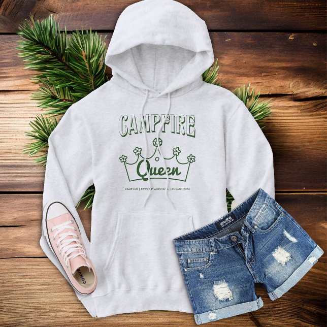 Campfire Queen Bride Camp Junggeselinnen-Abschied  Hoodie (camp bachelorette party forest green campfire queen bride shirt white)
