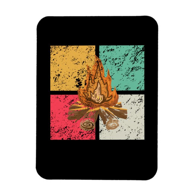 Campfire Retro Vintage Magnet (Vertikal)