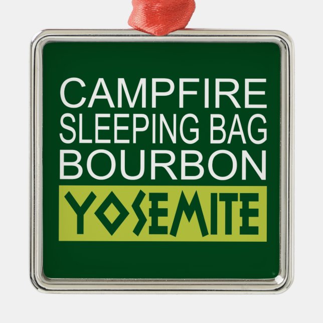Campfire Schlaftasche Bourbon Yosemite Ornament Aus Metall (Vorne)