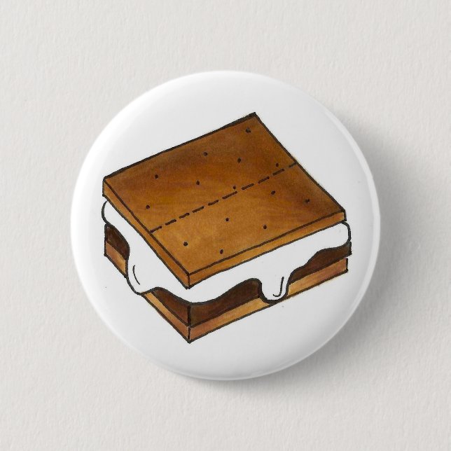 Campfire S'mores Marshmallow Camp Smores Feinschme Button (Vorderseite)