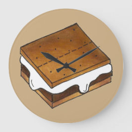 Campfire Smores Summer Camp Camping S'more Große Wanduhr