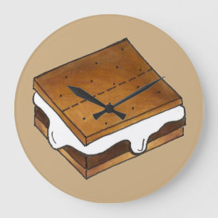 Campfire Smores Summer Camp Camping S'more Große Wanduhr