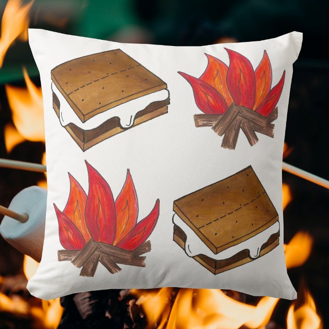 Campfire Smores Toasted Marshmallow S'mores Kissen (S'mores campfire pillow)