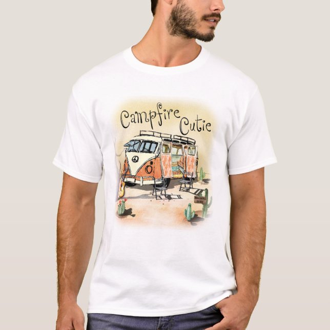 Campfire Süsse Vintages Camping T-Shirt (Vorderseite)