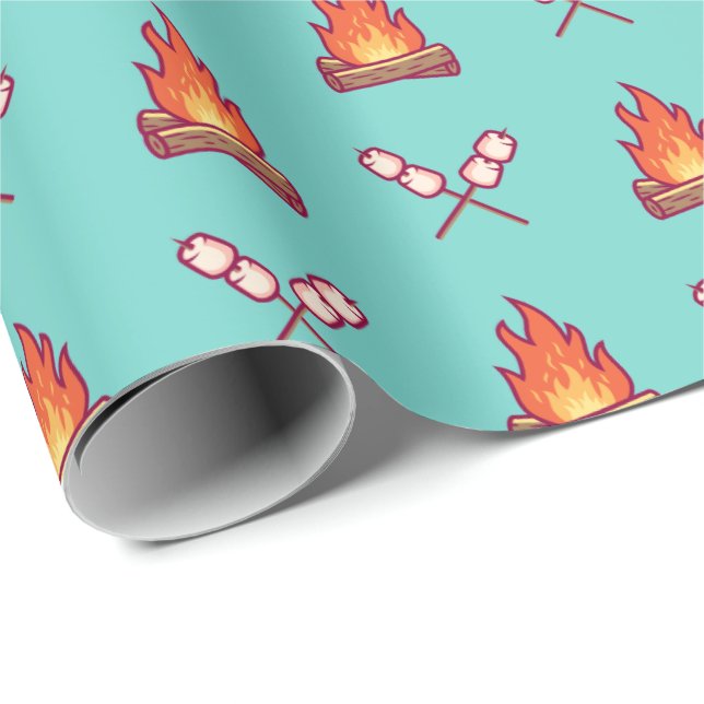 Campfire und Marshmallow Muster Geschenkpapier (Rolleneckpunkt)