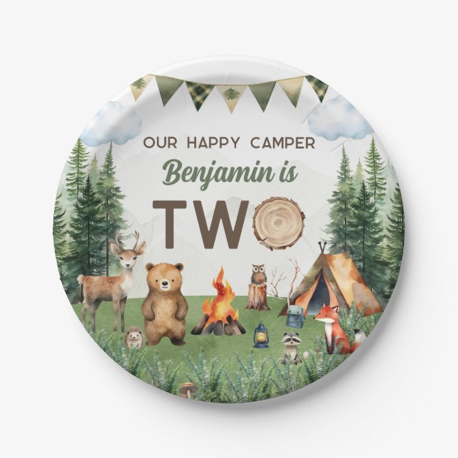 Camping 2. Geburtstag Party Pappteller (Vorderseite)
