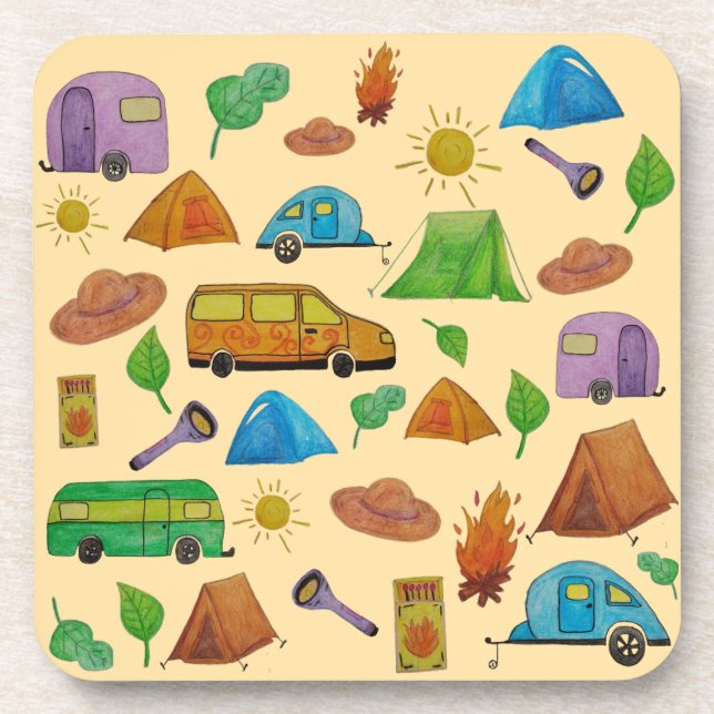 Camping-Abenteuer Getränkeuntersetzer (Vorderseite)