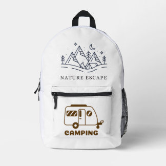 Camping-Abenteuer-Zelt-Illustration – Outdoor-Natu Bedruckter Rucksack