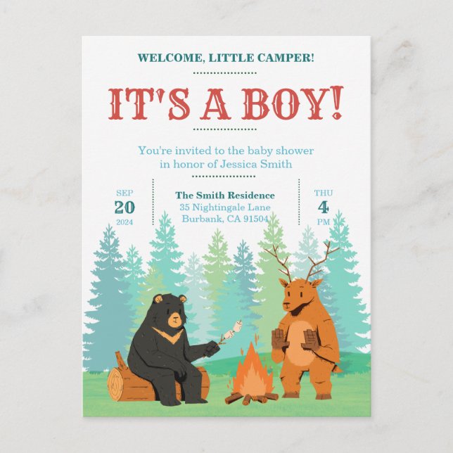 Camping Adventure Attend Baby shower Invitation (Devant)