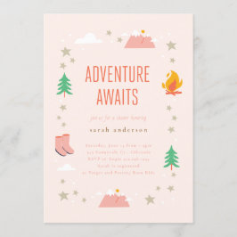 Camping Adventure erwartet Girl Baby Shower Einladung