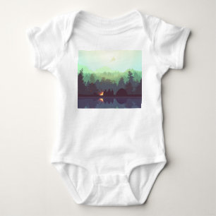 Camping Adventure Forest Mountain Illustration Baby Strampler