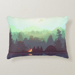 Camping Adventure Forest Mountain Illustration Dekokissen