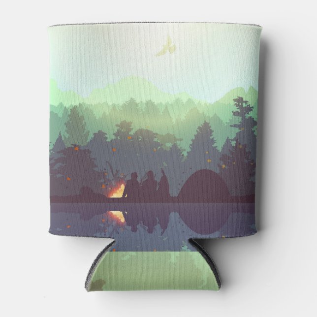 Camping Adventure Forest Mountain Illustration Dosenkühler (Vorderseite)