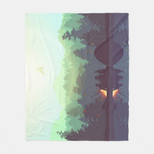 Camping Adventure Forest Mountain Illustration Fleecedecke