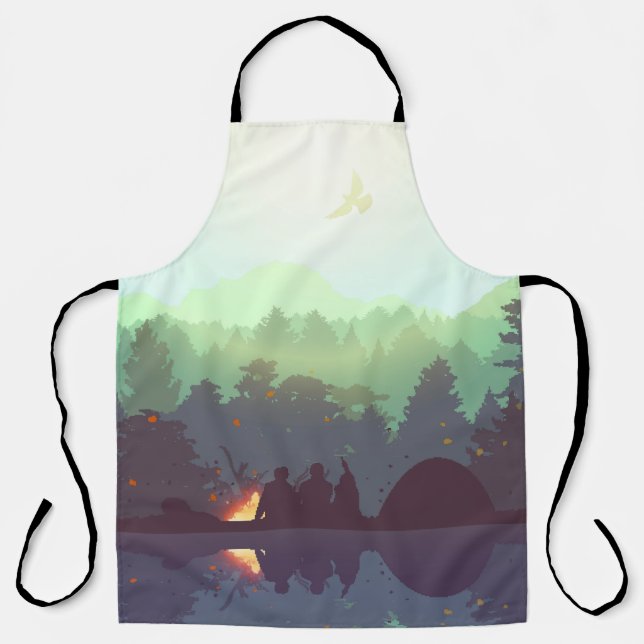 Camping Adventure Forest Mountain Illustration Schürze (Vorderseite)