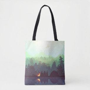 Camping Adventure Forest Mountain Illustration Tasche