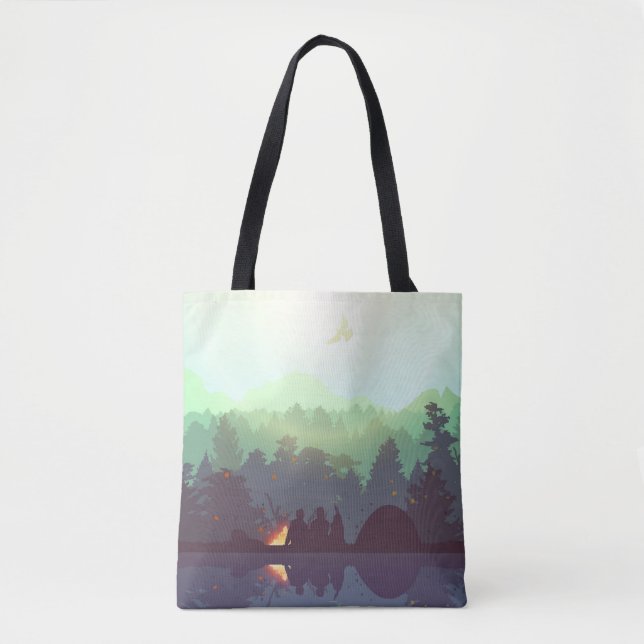 Camping Adventure Forest Mountain Illustration Tasche (Vorderseite)