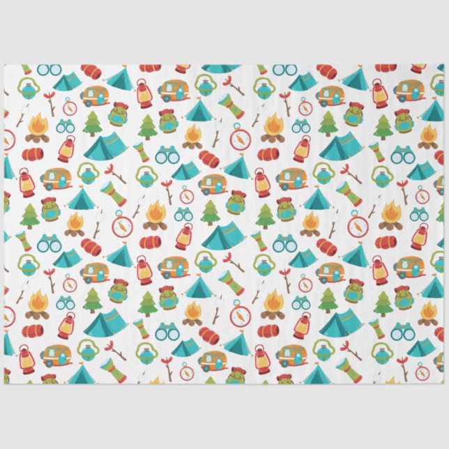 Camping Adventure Patches auf Weiß Seidenpapier (Vorderseite)