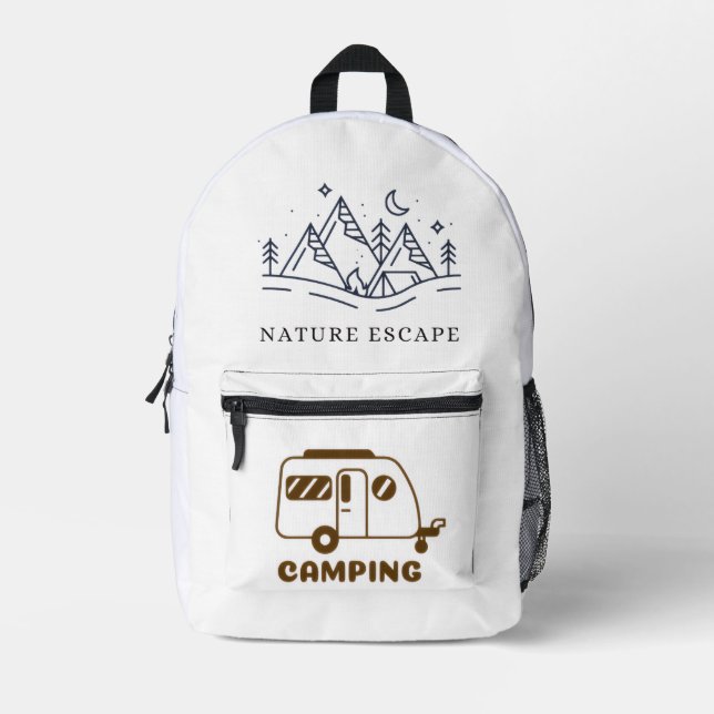 Camping Adventure Tent Illustration – Outdoor Natu Bedruckter Rucksack (Vorderseite)