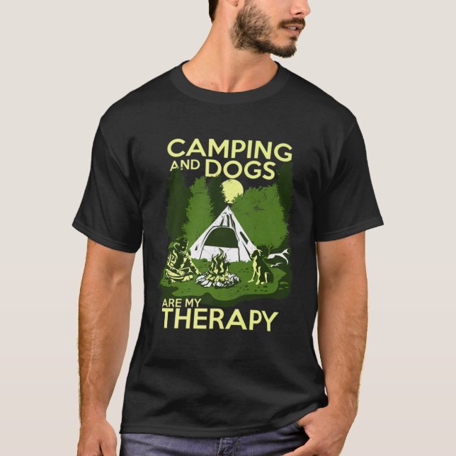 Camping And Dogs Are My Therapy T-Shirt (Vorderseite)