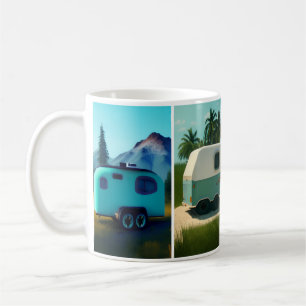 Camping-Anhänger mit 4 niedlichen aquamarinen Anhä Kaffeetasse