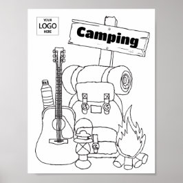 Camping Art Colour Art Worksheet Poster