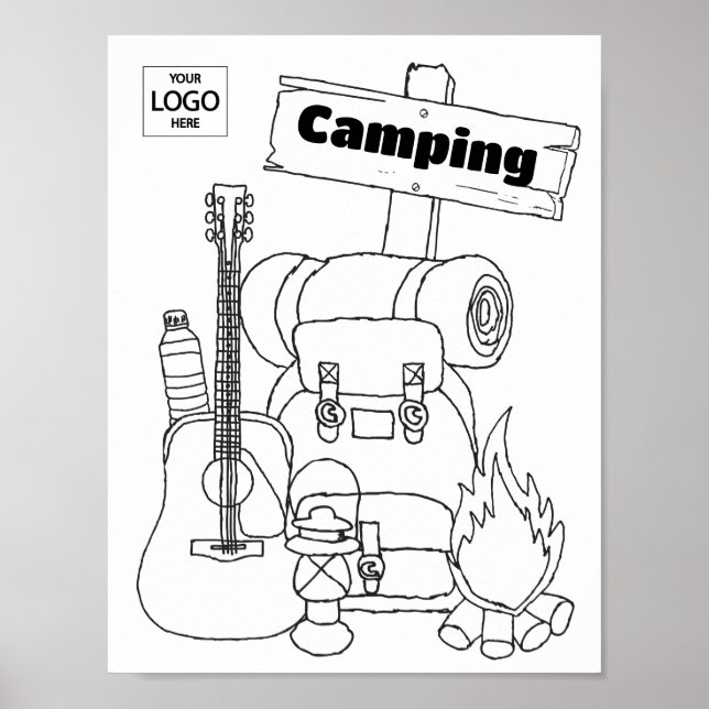 Camping Art Colour Art Worksheet Poster (Vorne)