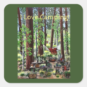 Camping-Aufkleber Quadratischer Aufkleber