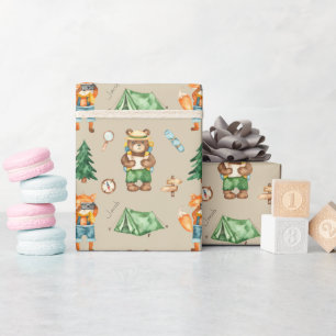 Camping aus Holz Kid Aquarellmuster Geschenkpapier