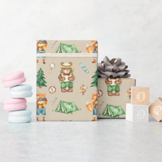 Camping aus Holz Kid Aquarellmuster Geschenkpapier
