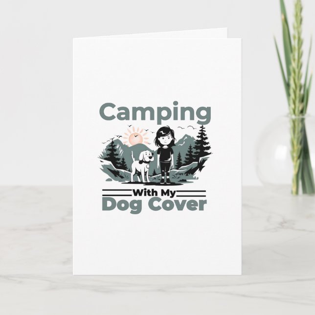 Camping avec ma carte de voeux blanche pour chien (Devant)
