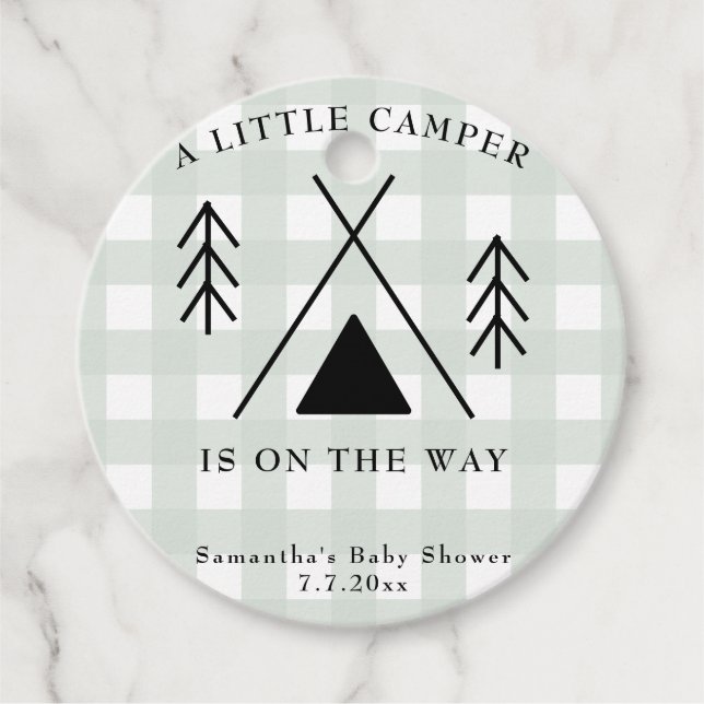 Camping Babydusche Geschenkanhänger (Vorderseite)