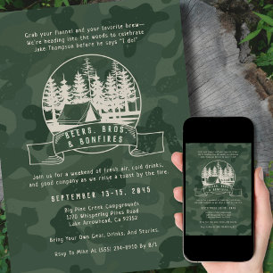 Camping Bachelor Party Camouflage Outdoor Thema Einladung
