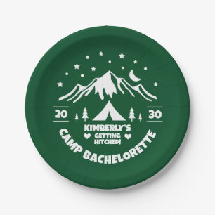 Camping Bachelorette Green Pappteller
