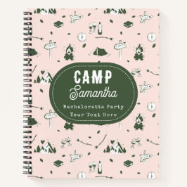 Camping Bachelorette Party Bach Weekend Pink Green Notizbuch