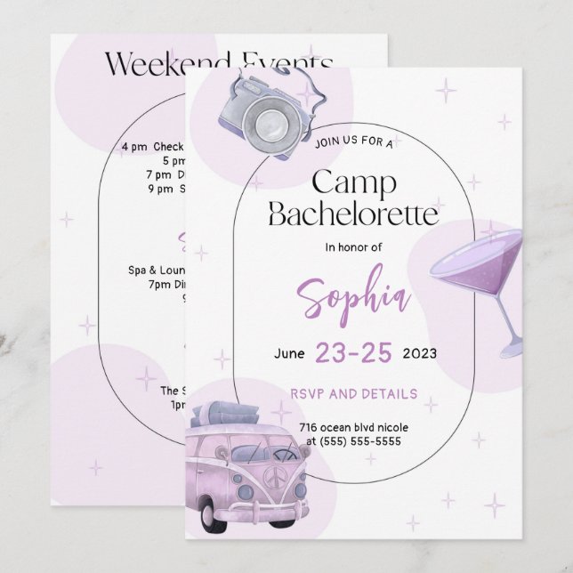 Camping Bachelorette Party Invitation Card (Devant / Derrière)