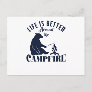 Camping Bär am Feuer "Das Leben ist besser um die  Postkarte