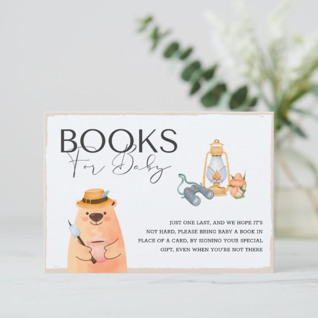 Camping Bear Baby Duschbücher für Babykarte Einladung (Stehend Vorderseite)