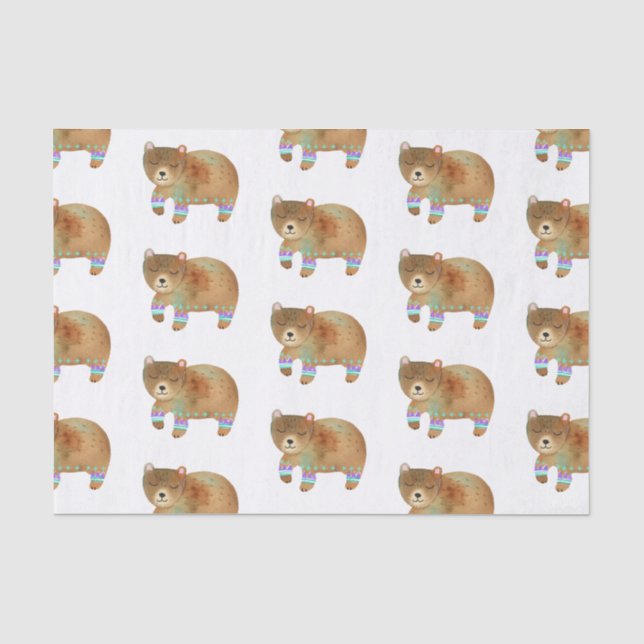 Camping Bear Geburtstagsparty Seidenpapier (Vorderseite)