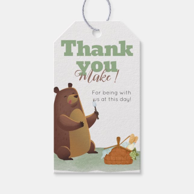 Camping Bear Marshmallow Vielen Dank für Ihre Unte Geschenkanhänger (Vorderseite)