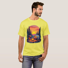 Camping bei Sonnenuntergang im Wald T-Shirt