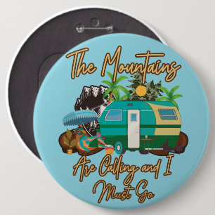 Camping, Berge, Abenteuer, Wall Hanger Button