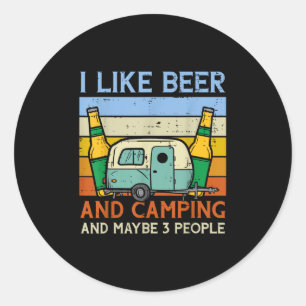 Camping Bier 3 Personen Sonnenuntergang Retro Trin Runder Aufkleber
