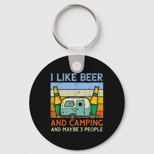 Camping Bier 3 Personen Sonnenuntergang Retro Trin Schlüsselanhänger